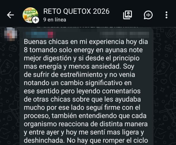 Captura del Grupo VIP de WhatsApp: Digestión y energía