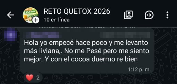 Captura del Grupo VIP de WhatsApp: Liviandad y descanso