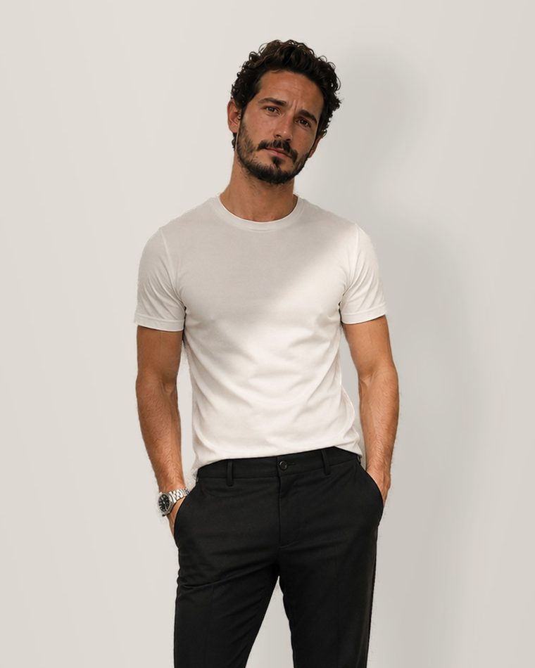 Modelo de 160 cm y 55 kg usando talle XS