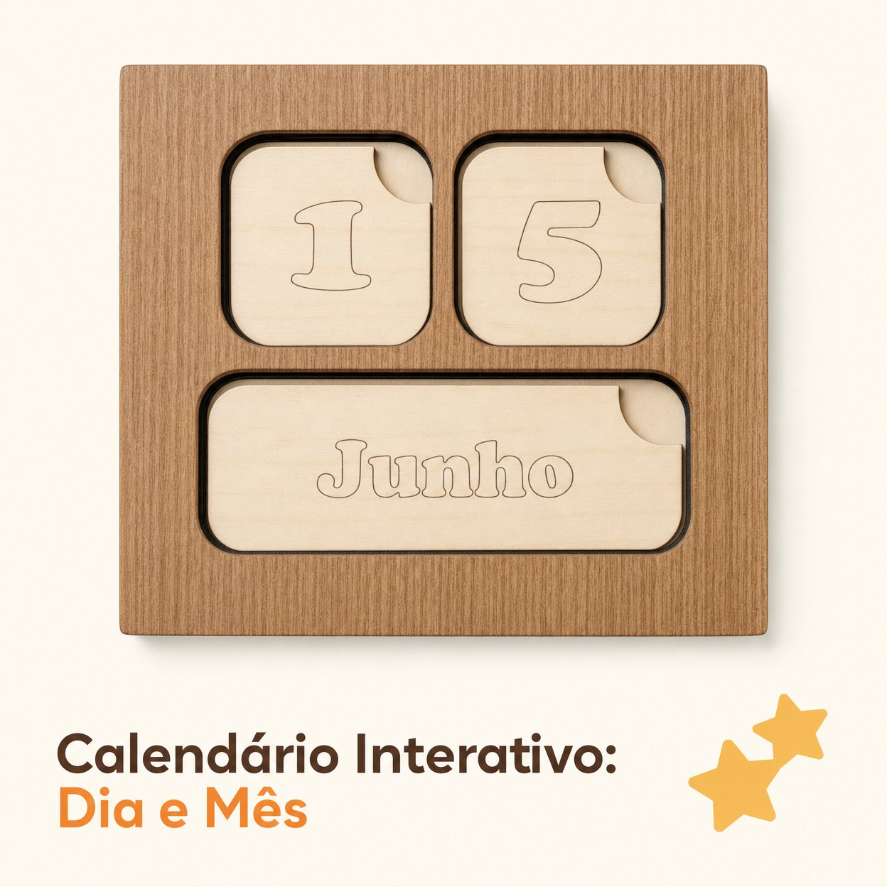 Calendário interativo: dia e mês