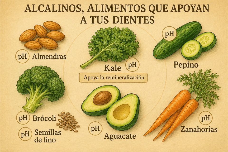 Alimentos alcalinos que apoyan a tus dientes