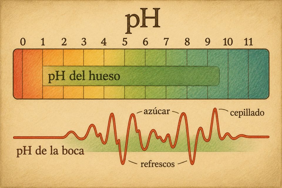 El pH del hueso es estable; el de la boca vive en una montaña rusa