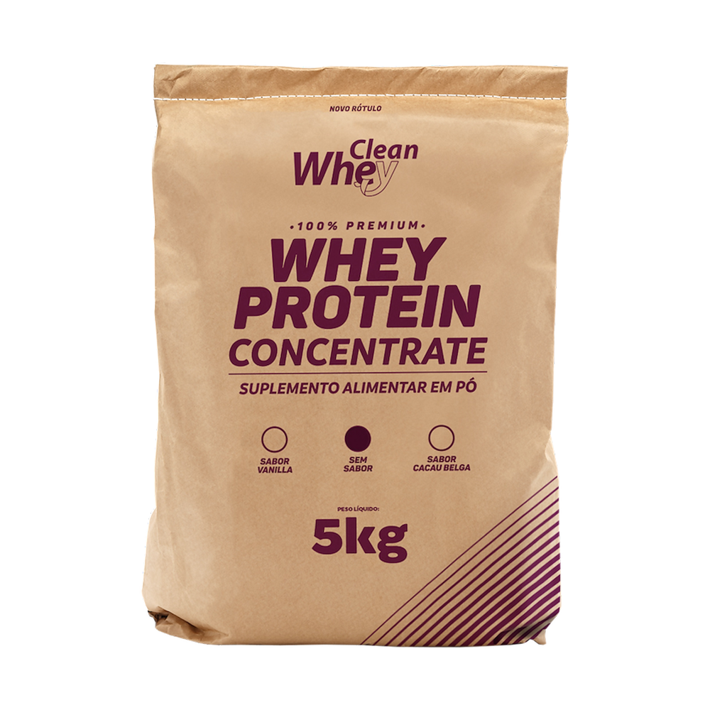 Saco 5kg Clean Whey Concentrate Classic Sem Sabor