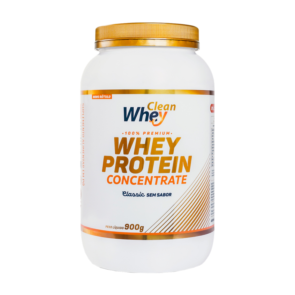 Pote 900g Clean Whey Concentrate Classic Sem Sabor