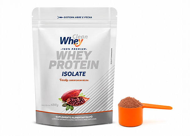 Scoop com whey protein sabor Cacau Belga