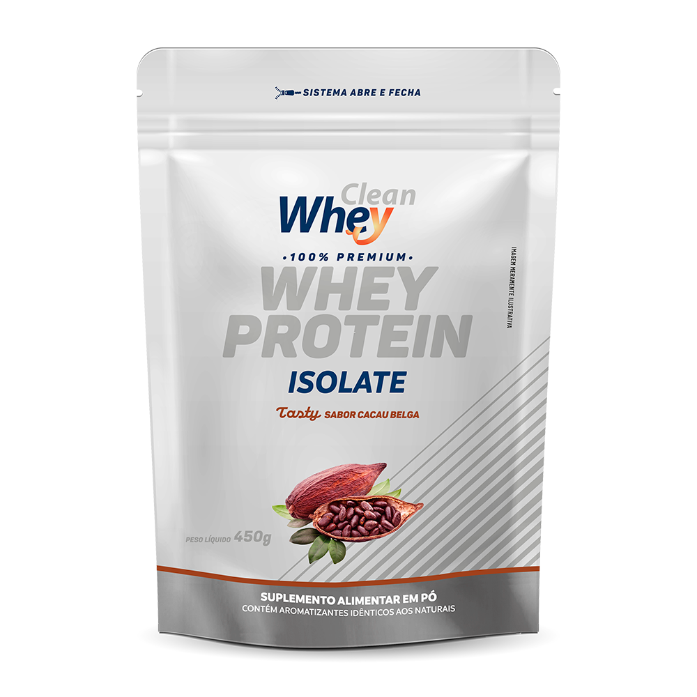 Refil 450g Clean Whey Isolate Tasty Cacau Belga