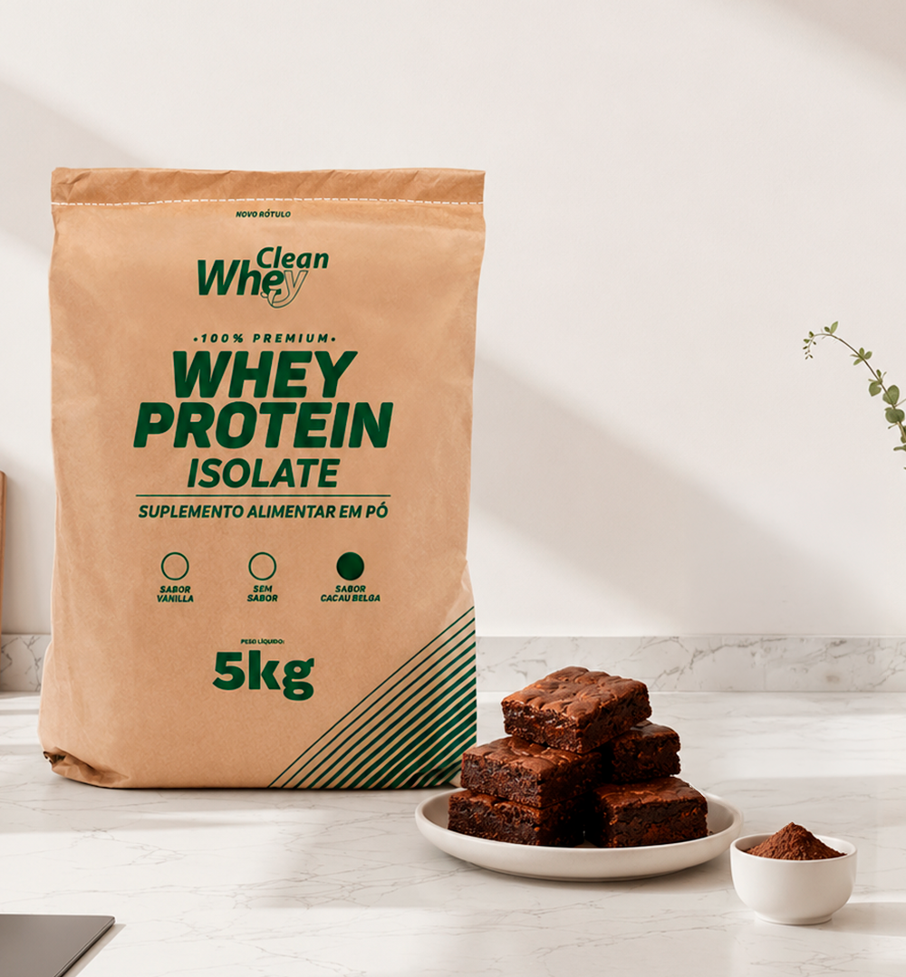 Clean Whey Isolate Tasty Cacau Belga em uma preparação para o consumo