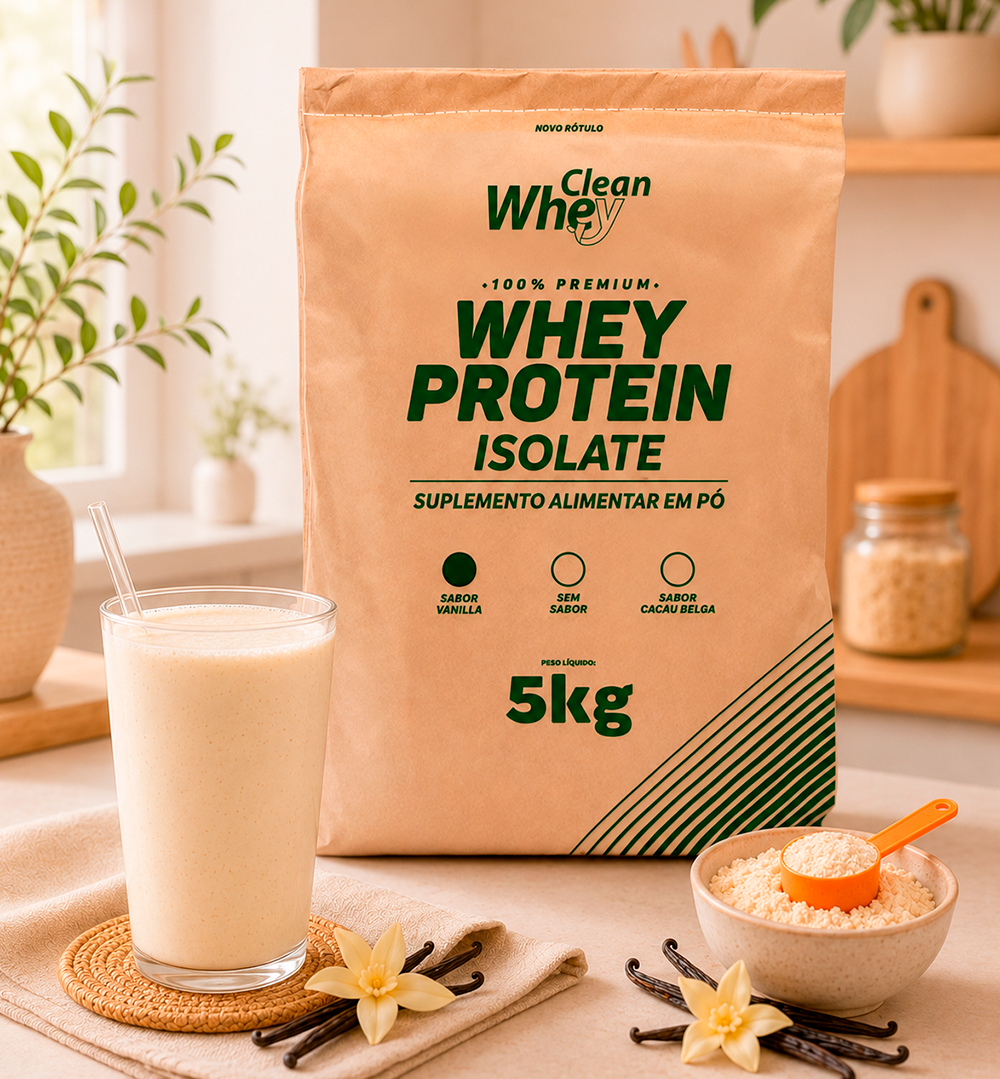 Clean Whey Isolate Tasty Vanilla em uma preparação para o consumo