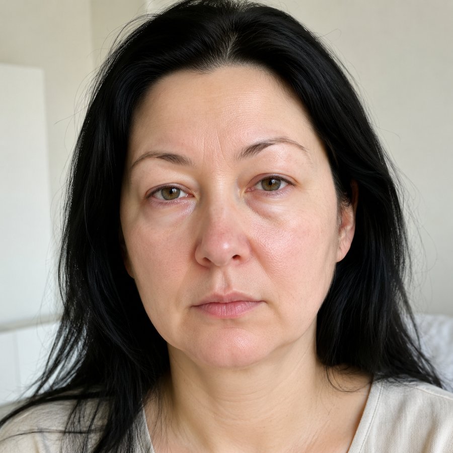 Rostro con hinchazón matinal en párpados y pómulos