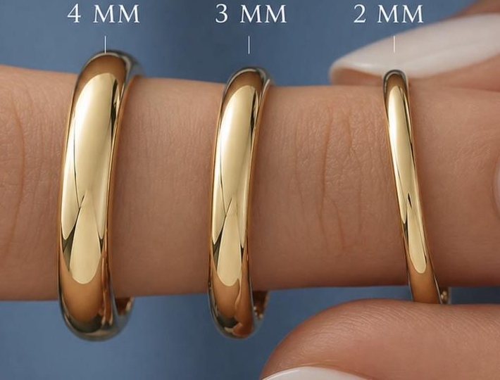 Alianças em ouro 18k em 2, 3 e 4mm na mão