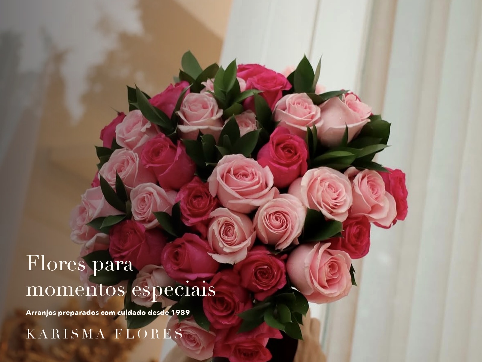 Buquê de rosas rosa e pink - Karisma Flores