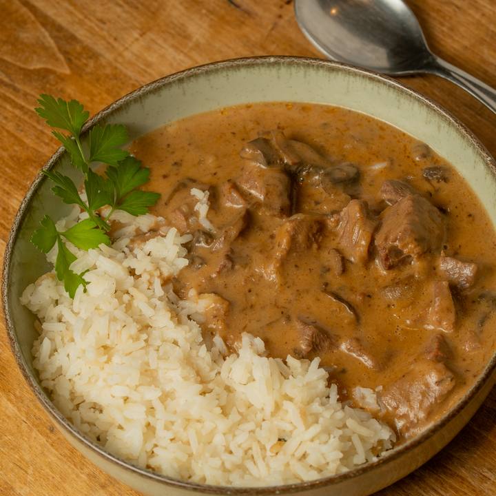 Ternera Strogonoff con arroz