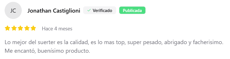 Review verificada de Jonathan Castiglioni