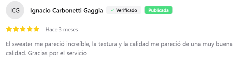 Review verificada de Ignacio Carbonetti Gaggia