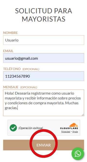 Paso 2 - Solicitud para mayoristas