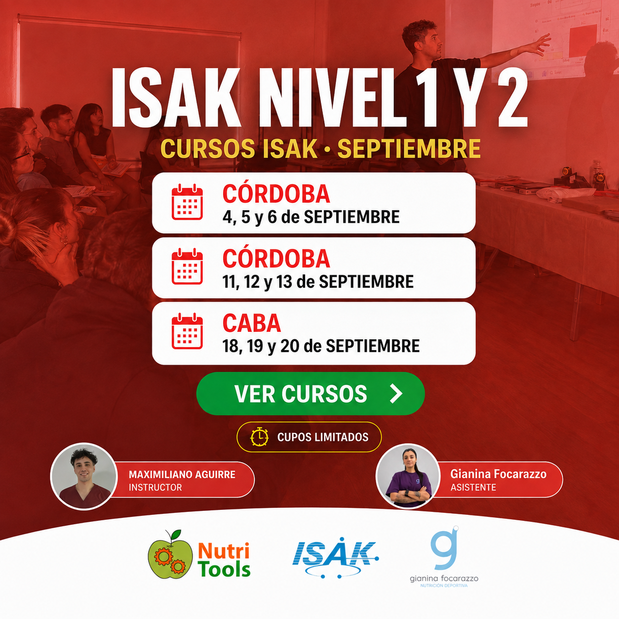 Cursos ISAK Nivel 1 y 2 en septiembre