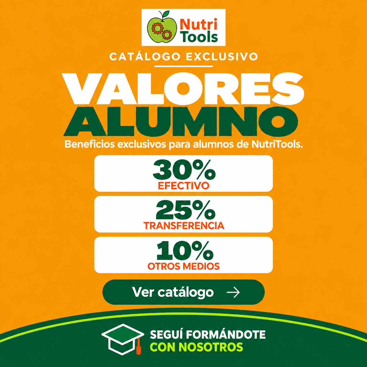 Catálogo exclusivo: Valores Alumno NutriTools