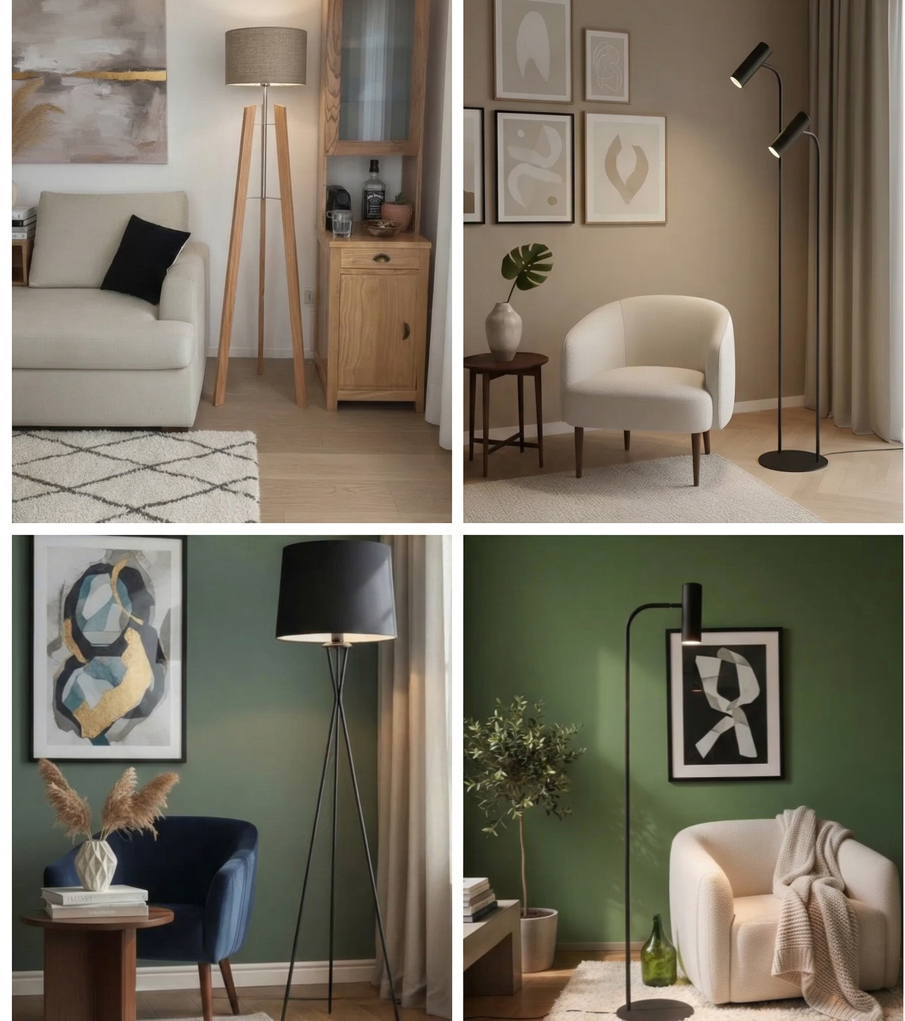 Collage de modelos de lámparas Declit en ambientes