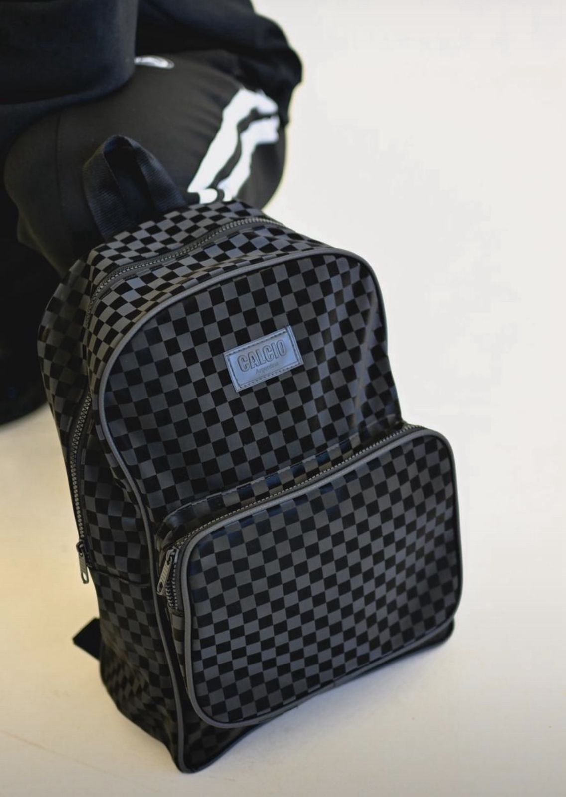 Mochila Calcio Argentina — diseño damero negro