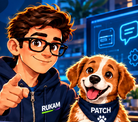 Nerd oficial da RUKAM acompanhado do Patch