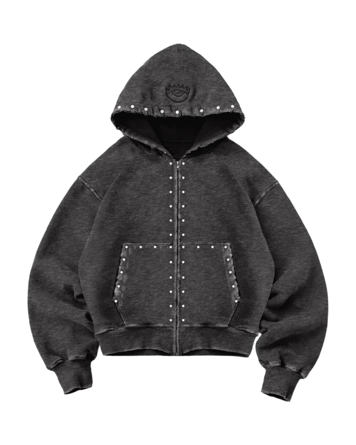 “third eye” zip hoodie stone