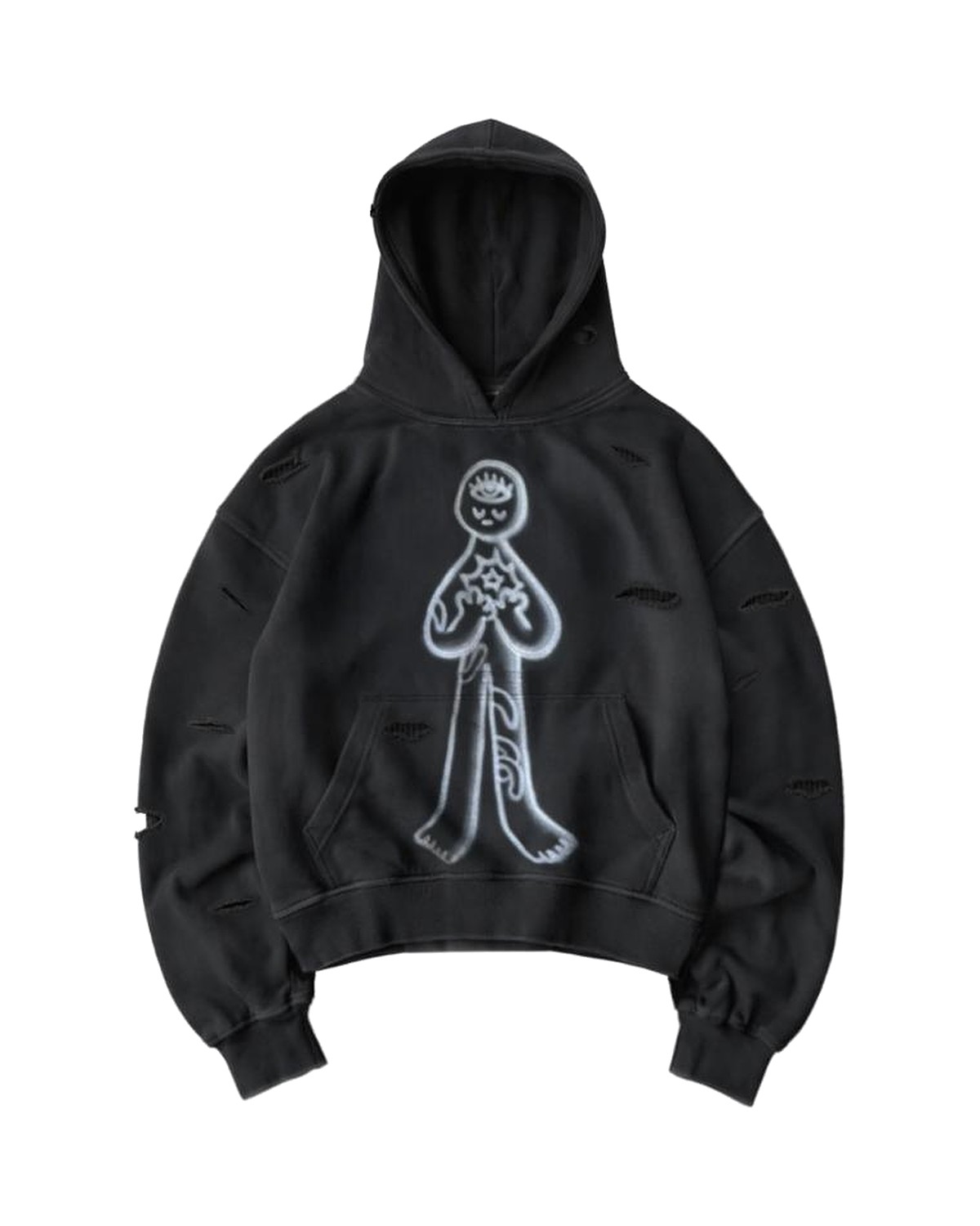 “lightning” ripped hoodie