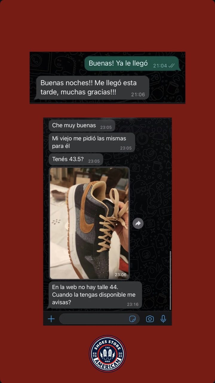 Captura de una conversación real con un cliente de American Shoes 2