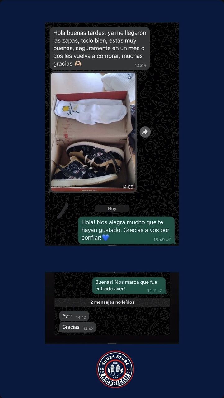 Captura de una conversación real con un cliente de American Shoes 3