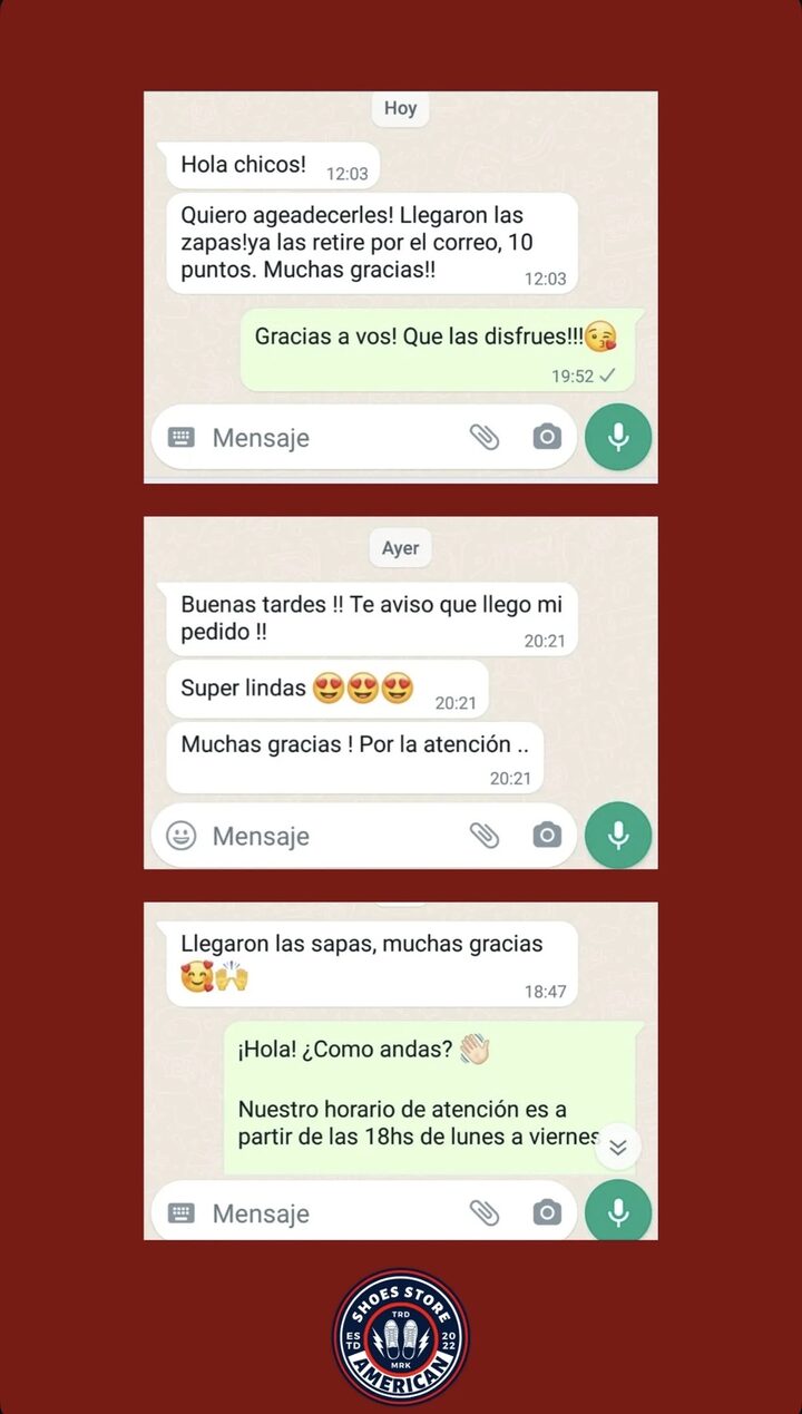 Captura de una conversación real con un cliente de American Shoes 8