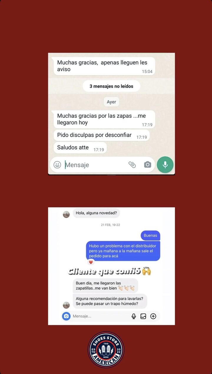 Captura de una conversación real con un cliente de American Shoes 11