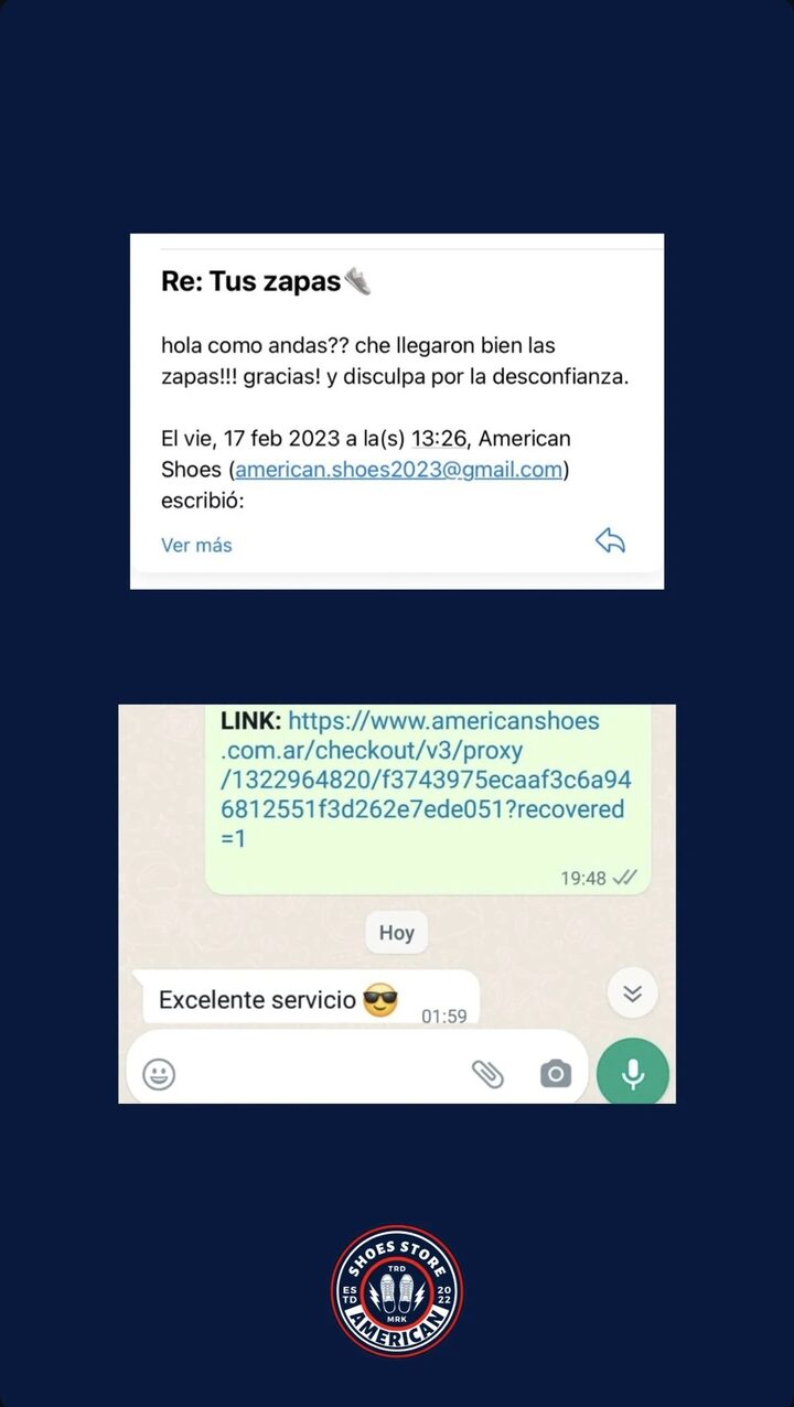 Captura de una conversación real con un cliente de American Shoes 12