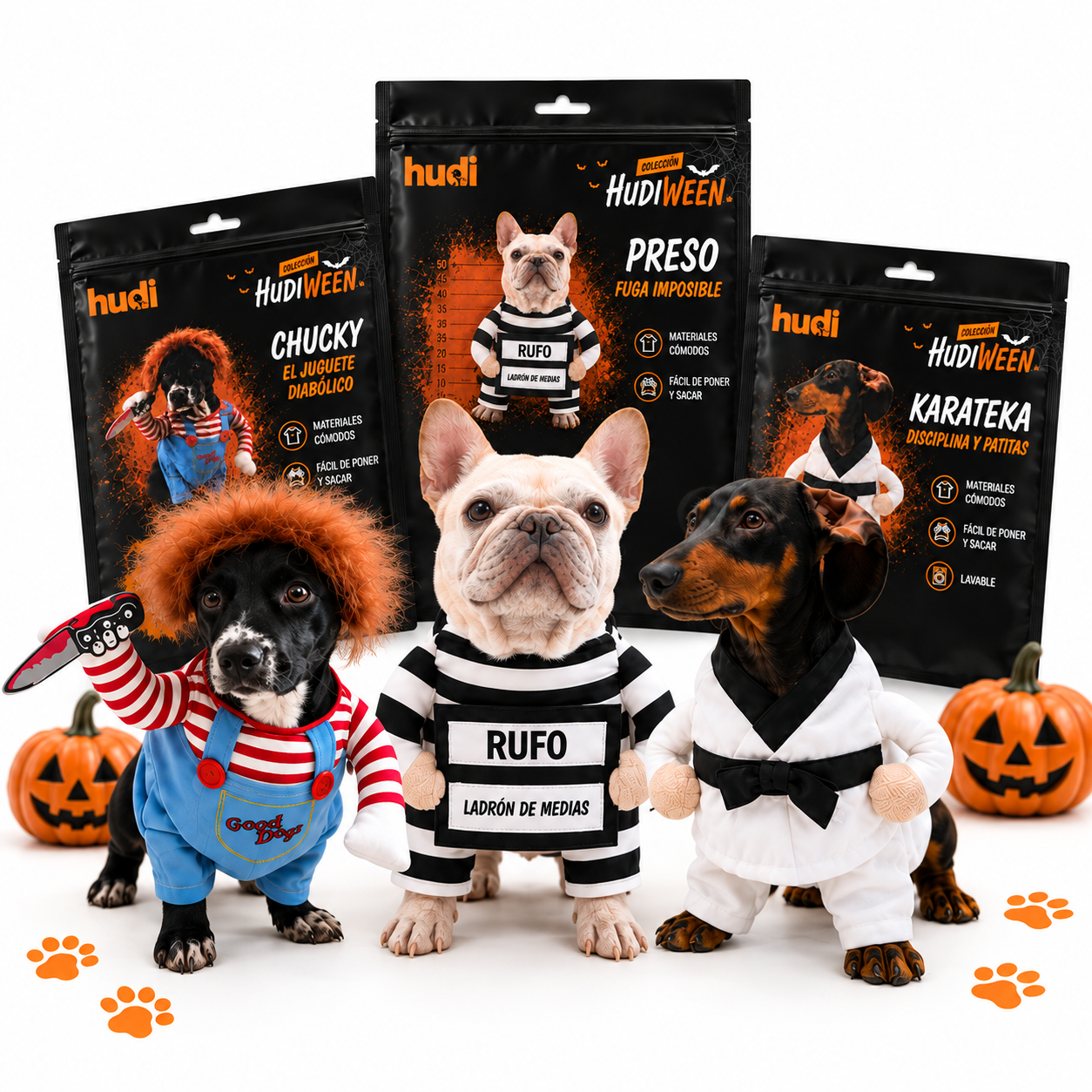 Chucky, Preso y Karateka con sus packaging HUDIWEEN