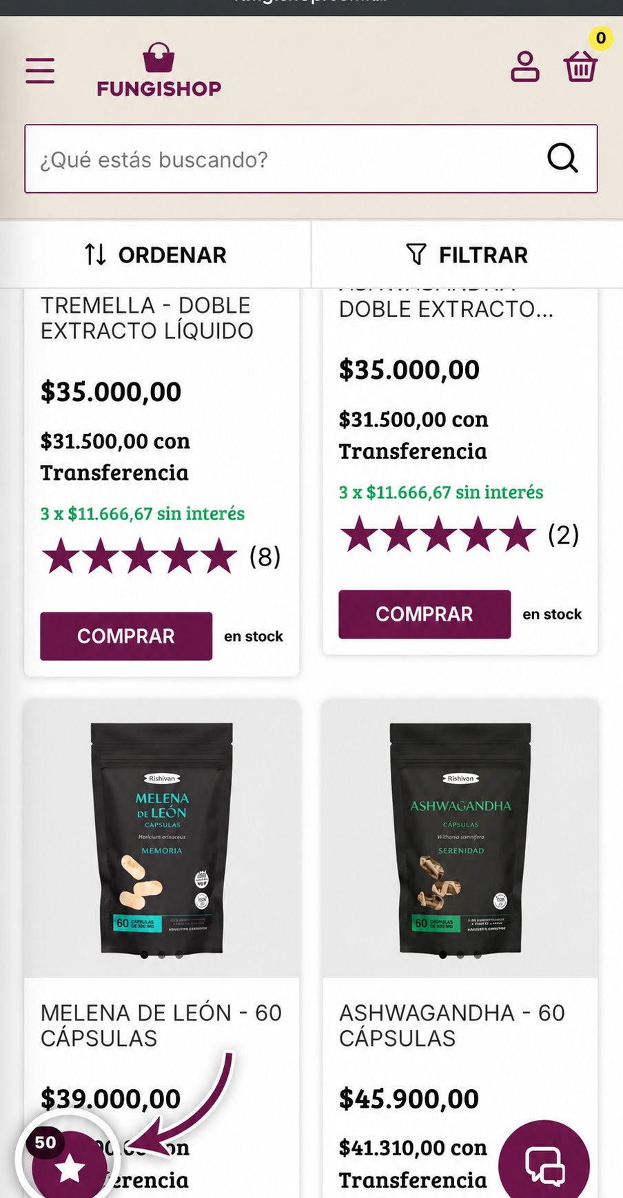 Estrella de Fungi Club señalada en la tienda