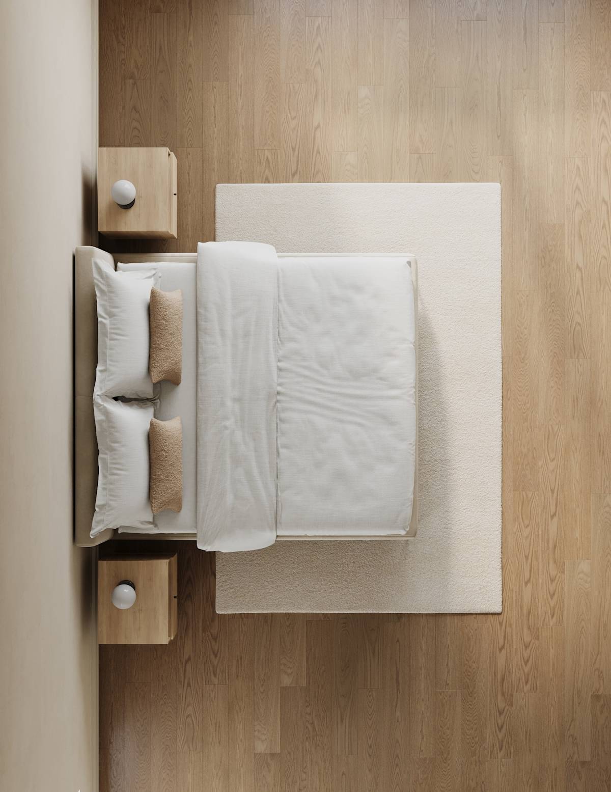 Dormitorio con alfombra de 200 x 300 cm