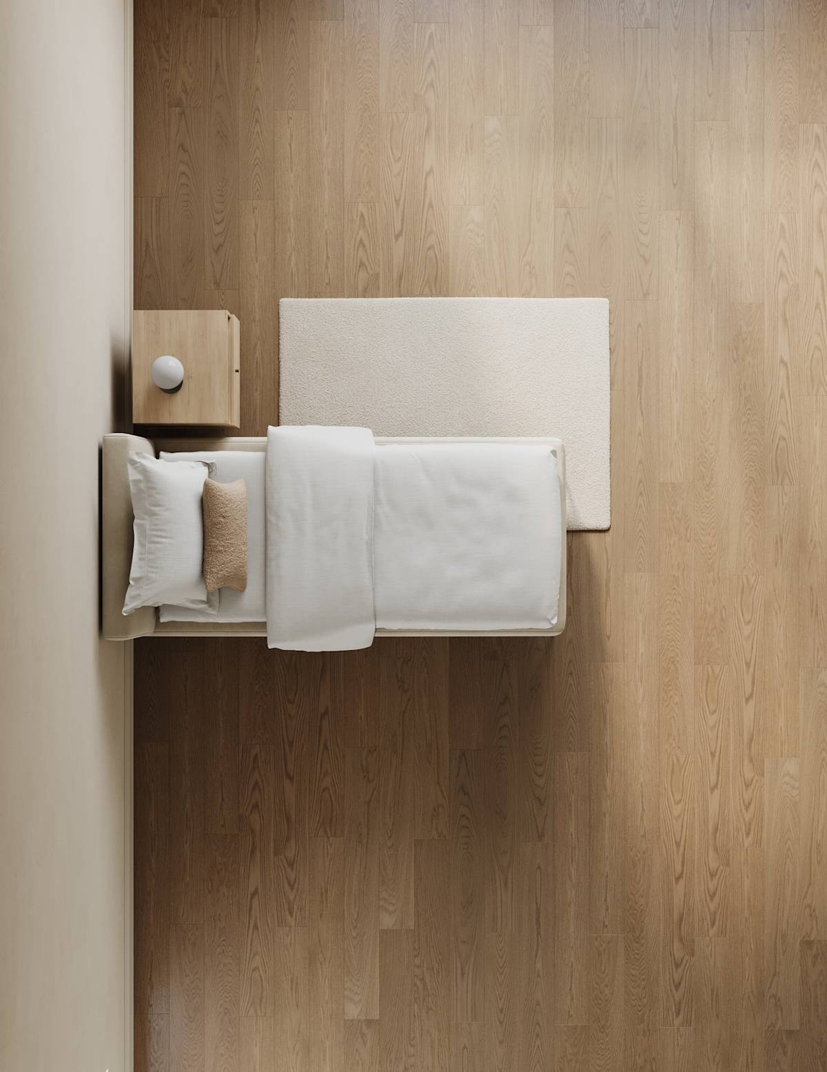 Dormitorio con alfombra de 120 x 170 cm