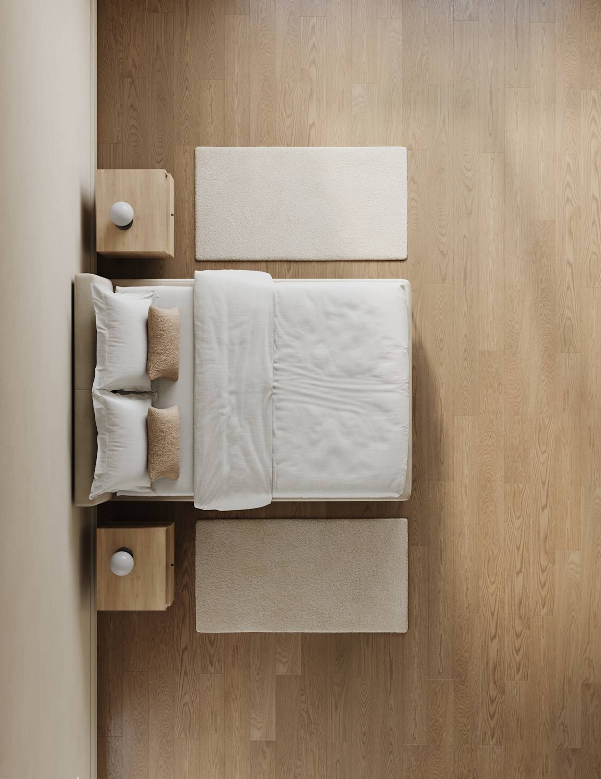 Dormitorio con alfombra de 80 x 150 cm