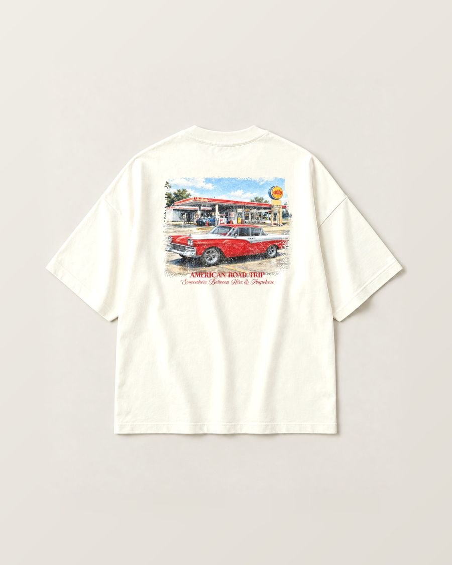 Camiseta American Road Trip off-white