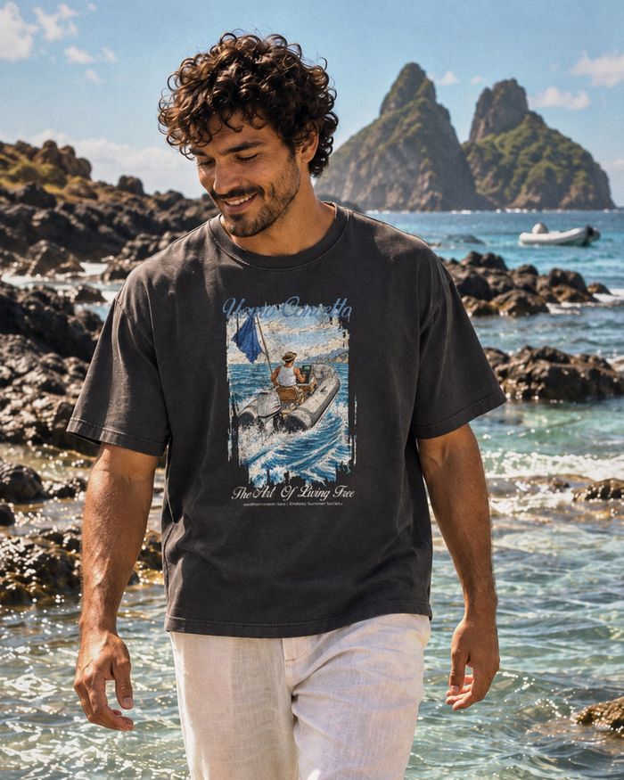 The Art of Living Free chumbo estonado, caminhando na água rasa em Fernando de Noronha