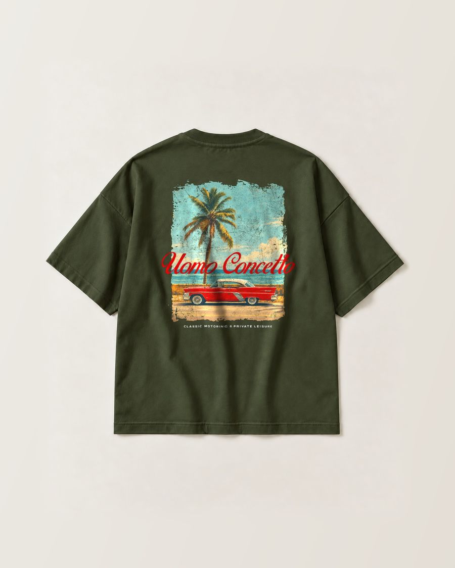Camiseta Classic Motoring verde militar