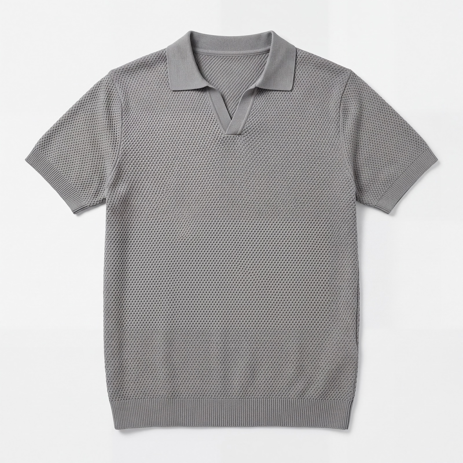 Polo Tejido Cuello en V Capri Gris