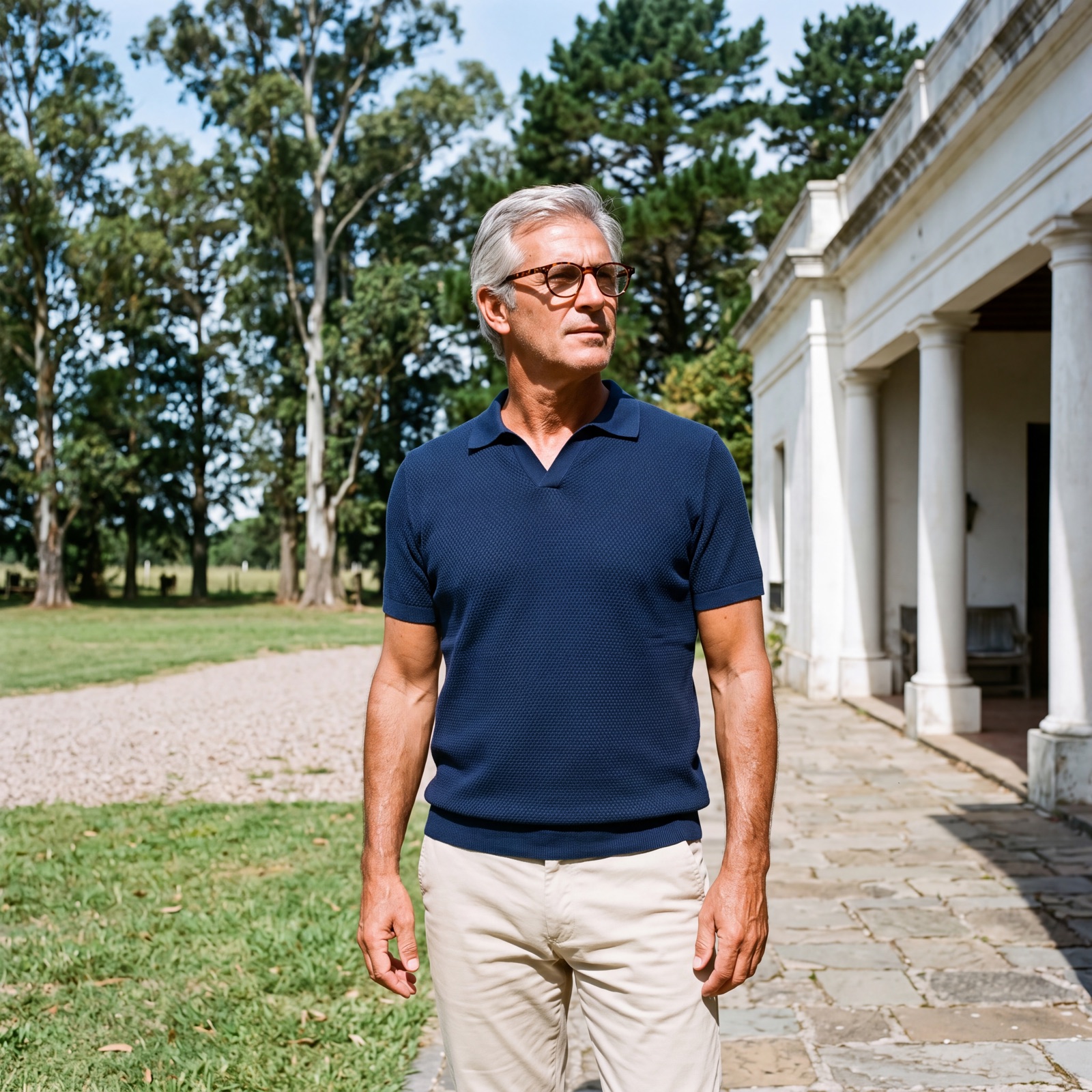 Polo Tejido Cuello en V Capri Navy