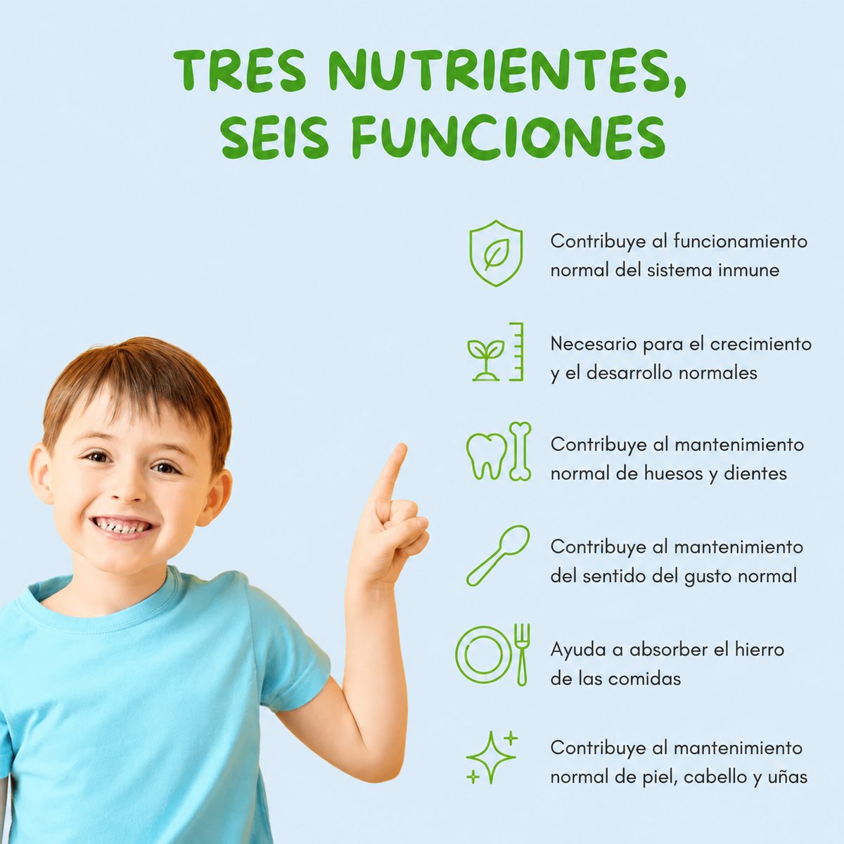 Tres nutrientes, seis funciones