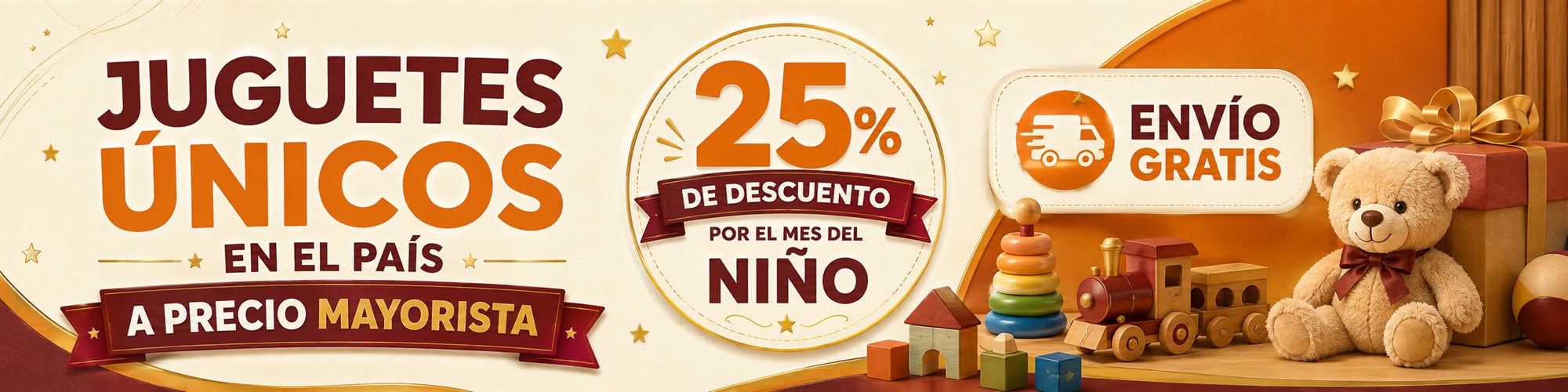 Juguetes únicos en el país a precio mayorista - 25% de descuento por el Mes del Niño + Envío Gratis