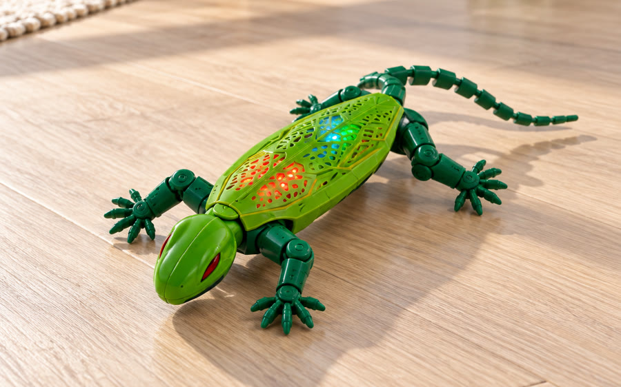 La iguana desplazándose por el piso