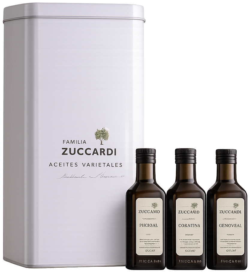Lata Zuccardi vertical con 3 aceites varietales