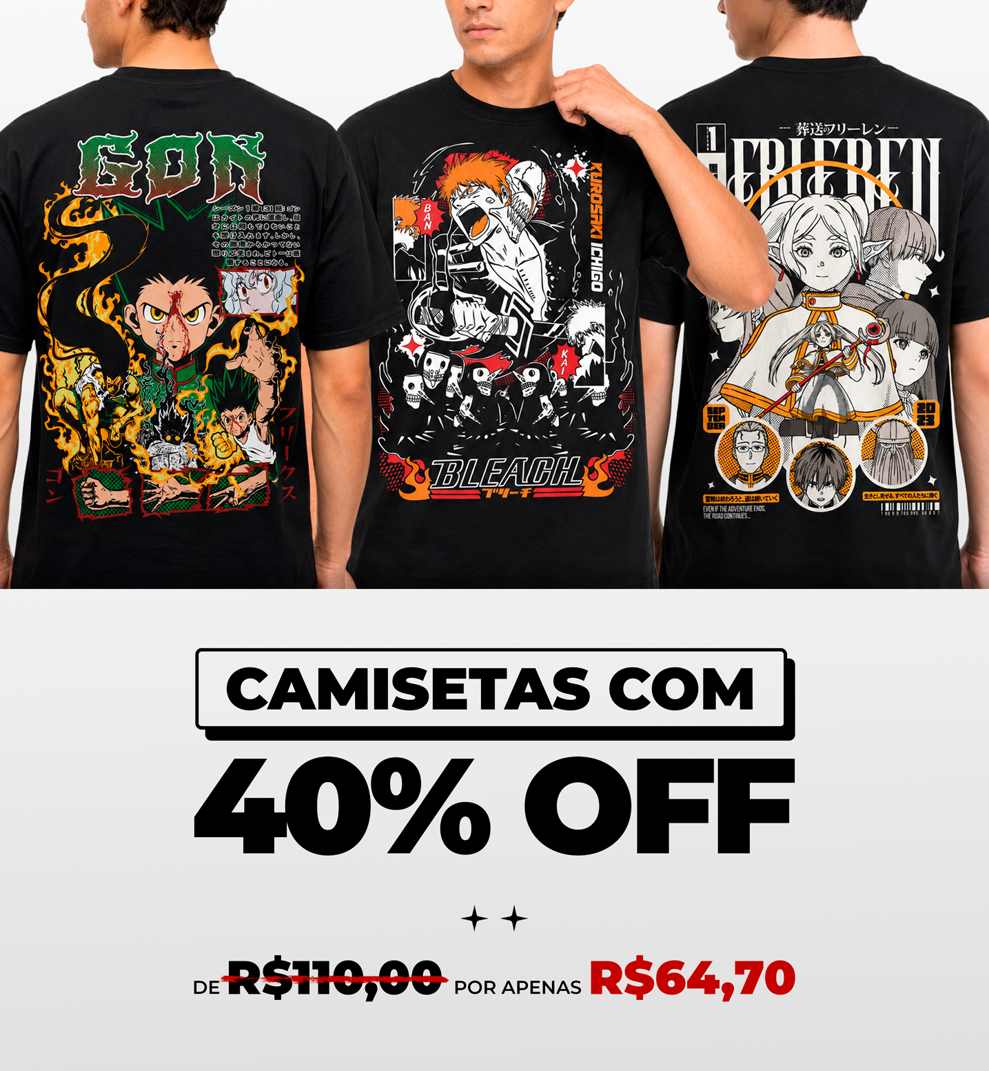 Camisetas com 40% OFF