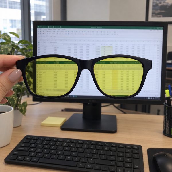 Blue blocker amarillos frente al monitor