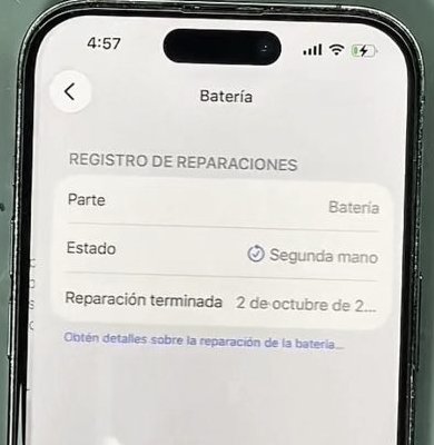✓ Lo que sí queda en la batería: «Segunda mano» y la fecha del cambio