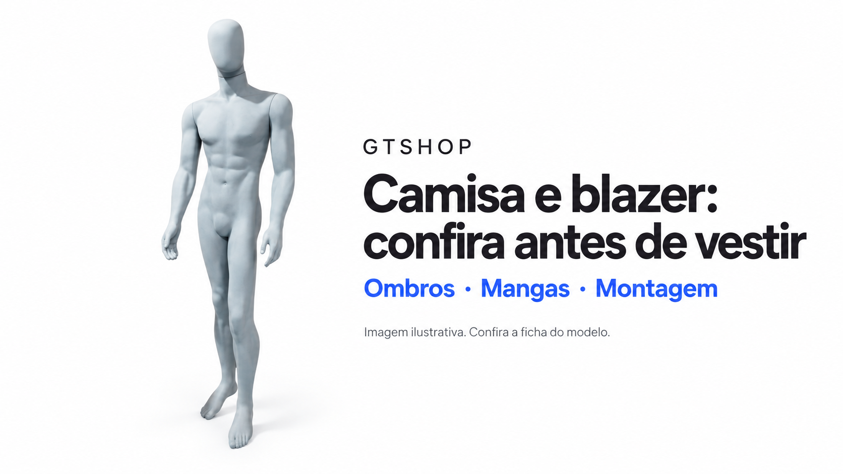 Evolution masculino cinza em capa ilustrativa sobre conferir ombros, mangas e montagem de camisas e blazers
