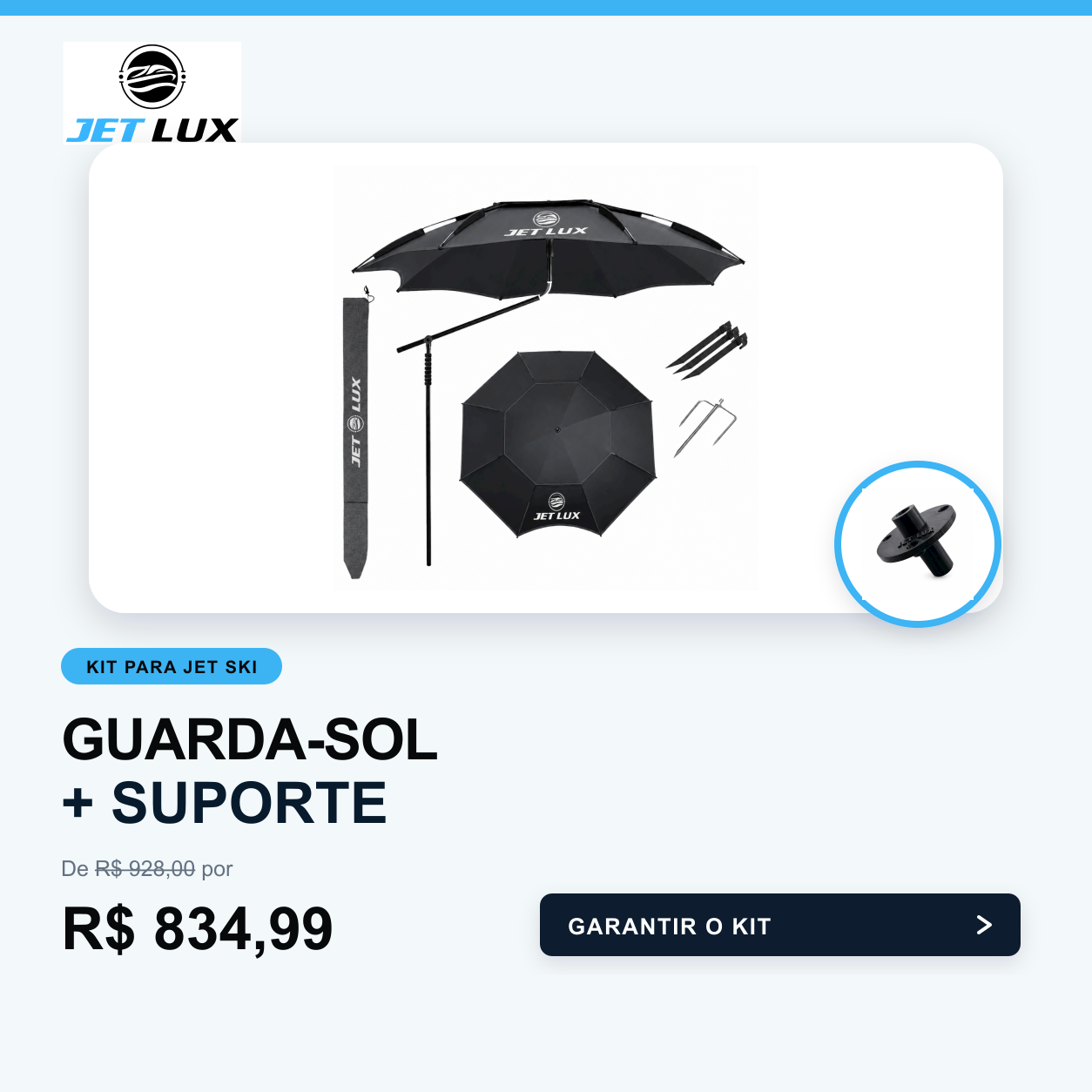 JET LUX - Kit guarda-sol retrátil com suporte para Jet Ski por R$ 834,99